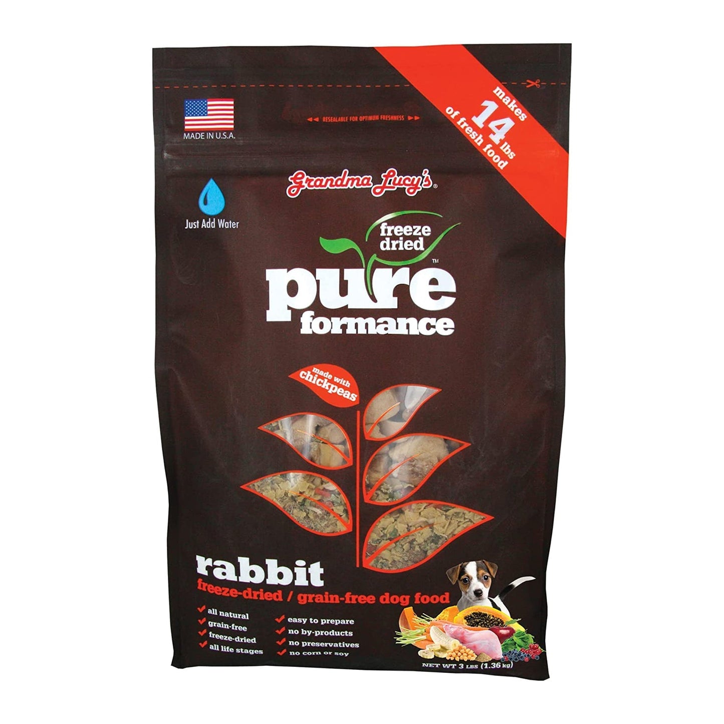 Grandma Lucys Dog Pure Grain Free Rabbit Chickpea 3 Lbs,