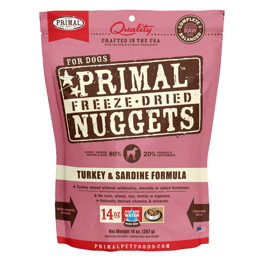 Primal Pet Foods Freeze Dried Dog Food 14oz, Turkey/Sardine