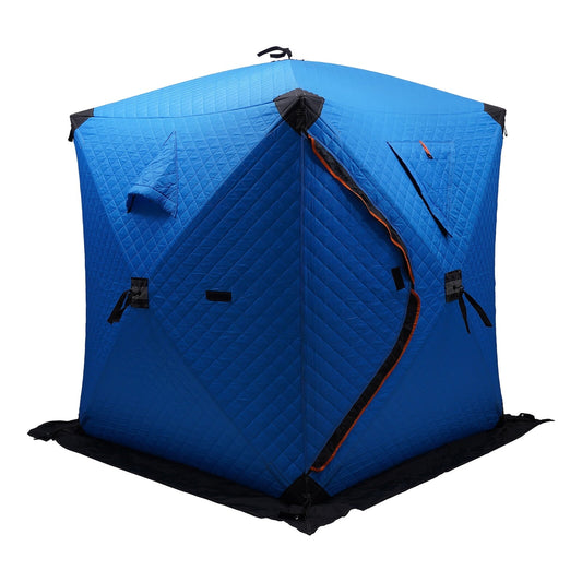 Aiqidi Ice Fishing Tent Portable 2 Person Insulated Ice Fishing Shelter Outdoor Thermal Ice Fishing Shanty House Blue