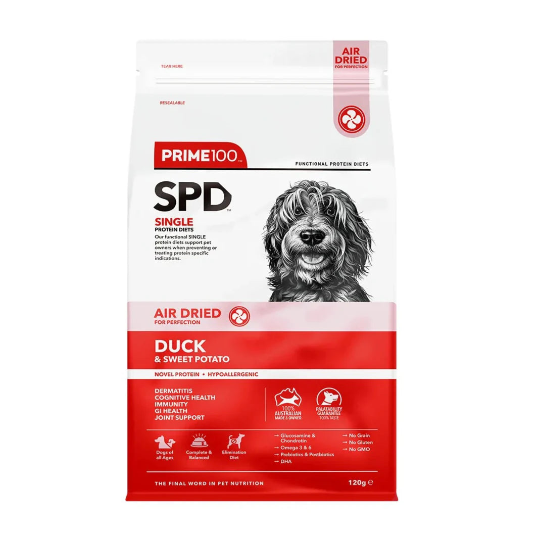 DOG FOOD: Prime100 SPD Air Duck & Sweet Potato 120g