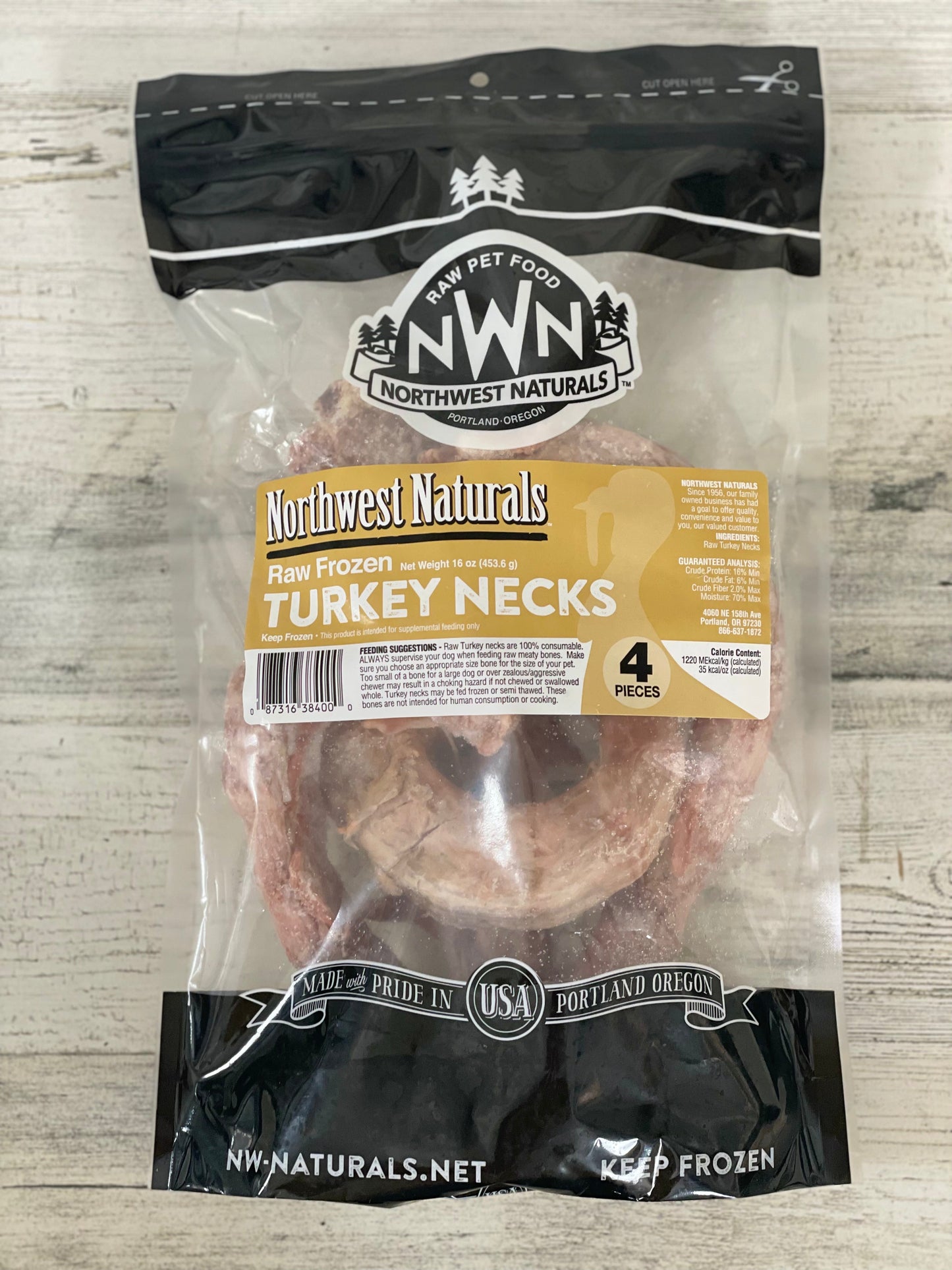 Northwest Naturals Frozen Raw Turkey Necks 4-Pack