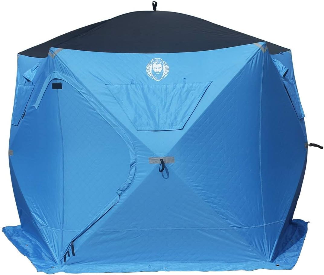 Nordic Legend 4-9 Person Portable Ice Fishing Shelter with 2 Big Doors-Diamond Door Guard System