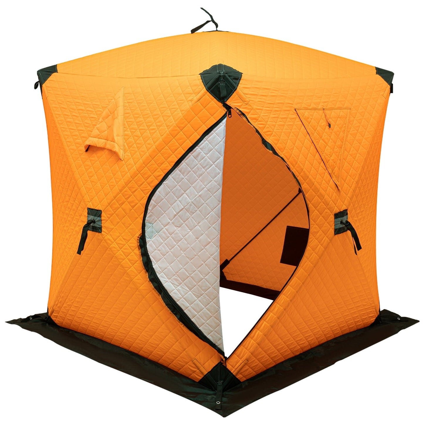 Oukaning Portable Ice Fishing Tent 2-Person Fishing Shelter Tent Ventilation Windows 210D Oxford Cloth for Outdoor Fishing Orange