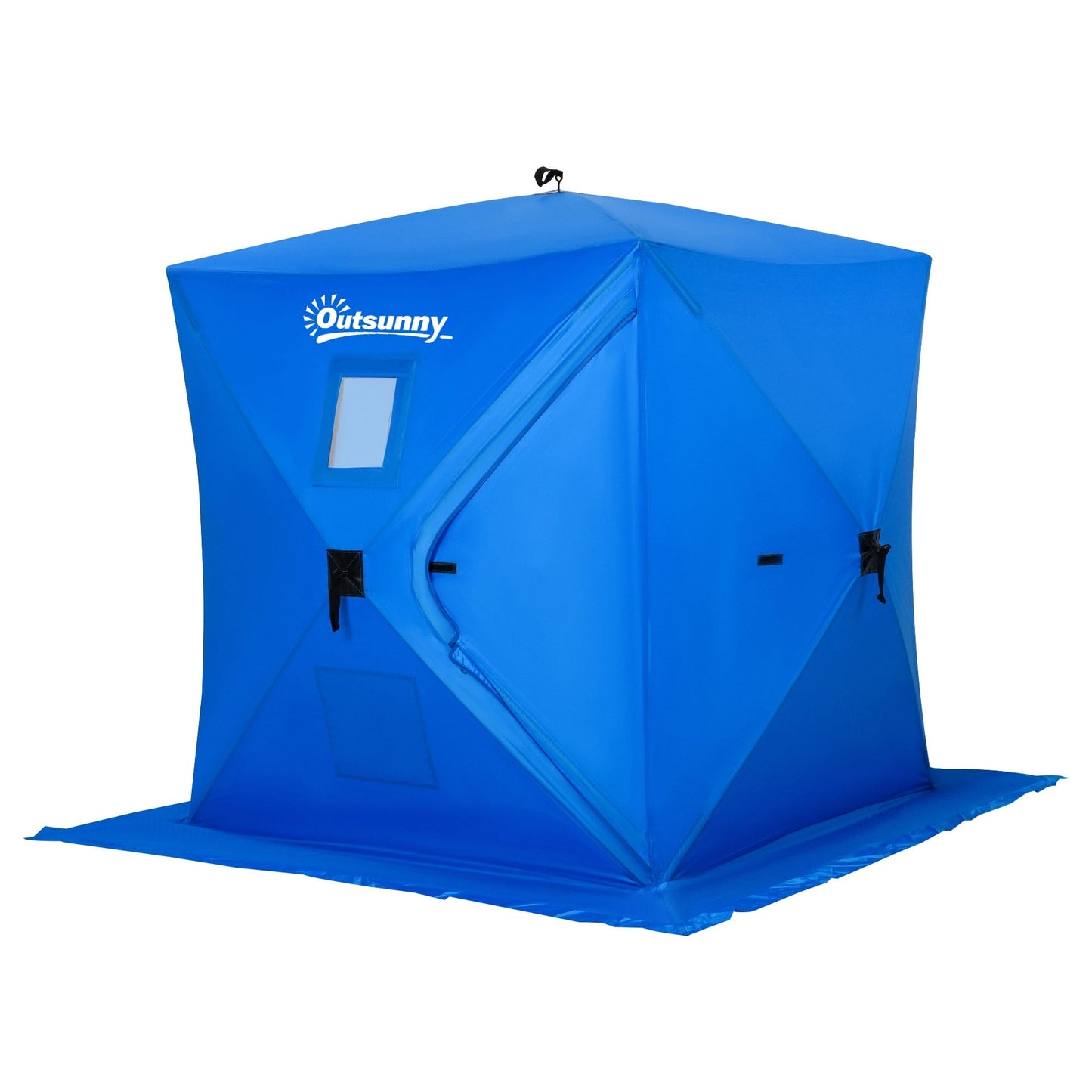 Outsunny 2 Man Pop Up Ice Fishing Tent, Windows, Door, Blue