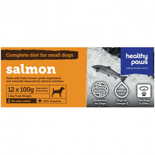 Healthy Paws Raw Dog Food Complete Small Dog Dinner Salmon Recipe