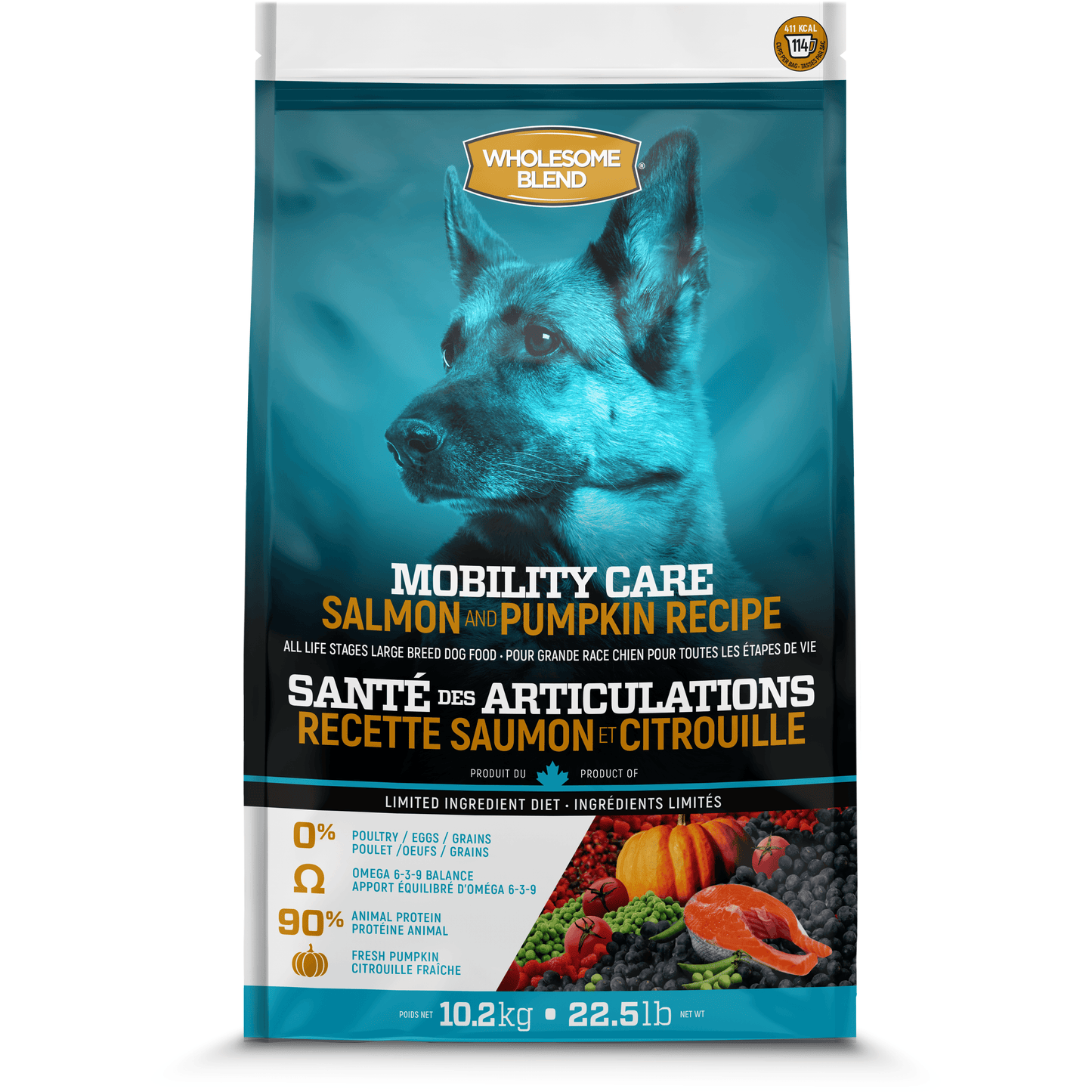 Wholesome Blend Dog Food Large Breed Mobility Care Salmon and Pumpkin Recipe