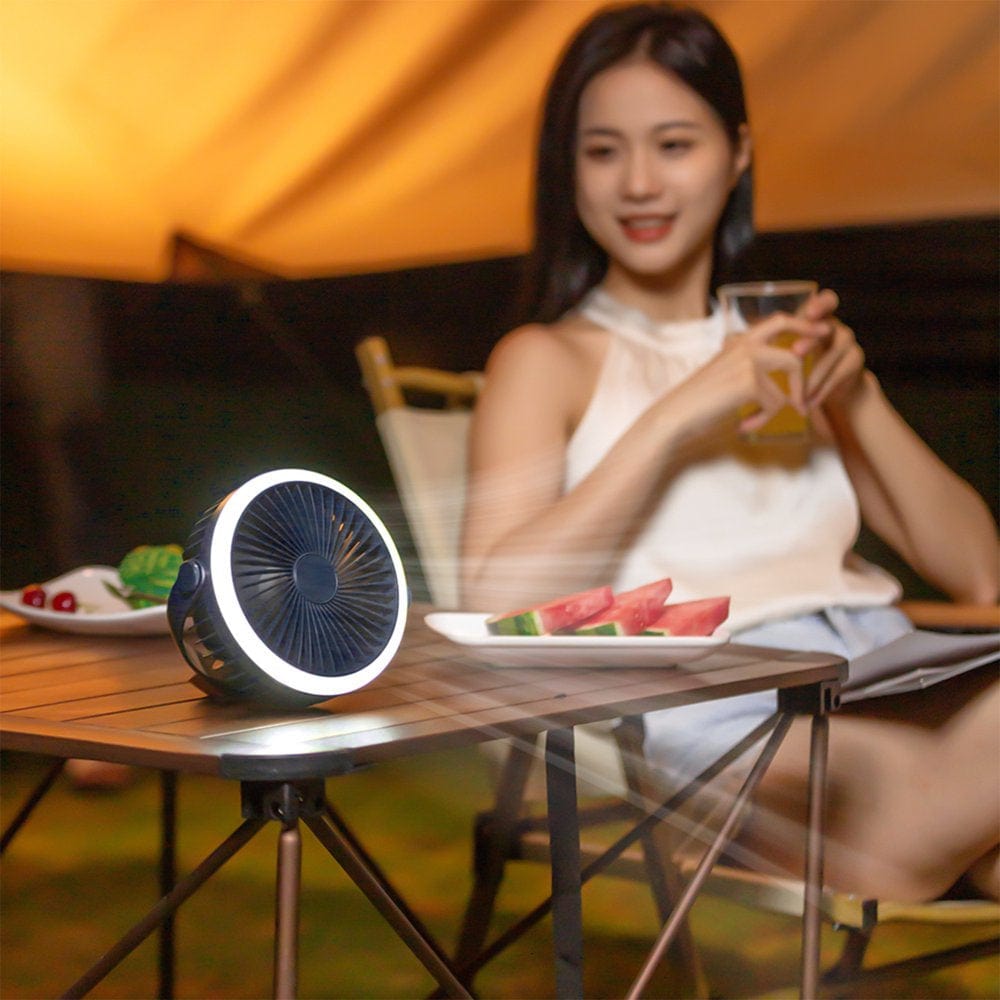 Christmas Clearance! Suokom Camping Fan with LED Lights & Lanyard, Battery Operated Fan with Lanyard, USB Rechargeable Fan for Tent Car RV Hurrican-E Emergency Outages Survival Kit on Clearance