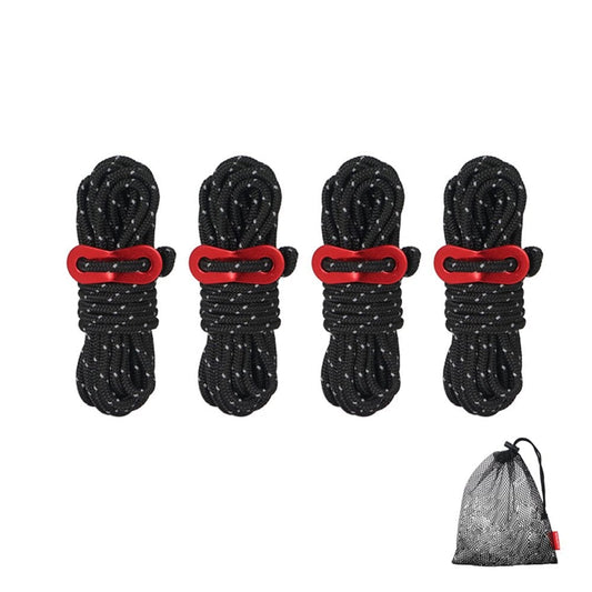 CLS 4Pcs 3.5M*4Mm Camping Reflective Tent Ropes Set Drawstring Wind Ropes with Aluminum Alloy Buckle Outdoor Accessories