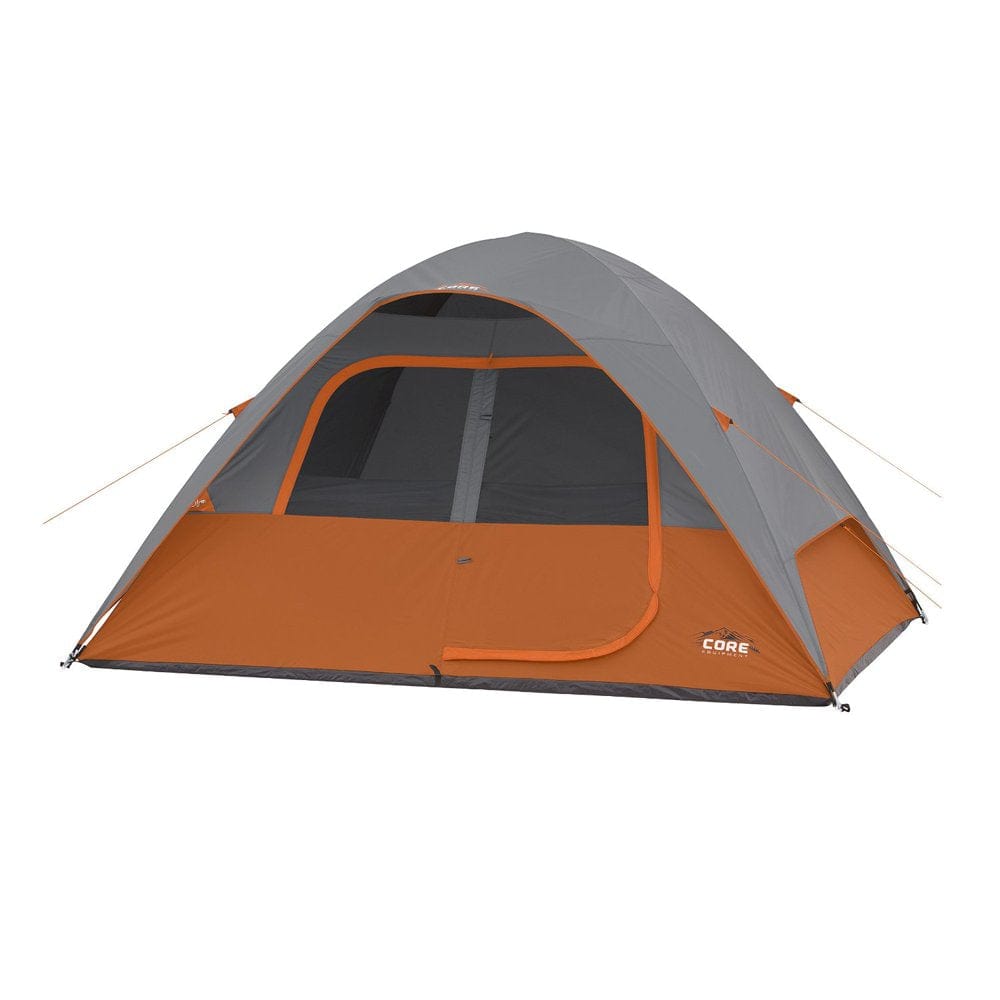CORE Equipment 6 Person 11' X 9' Dome Camping Tent - Orange/Grey | 40003