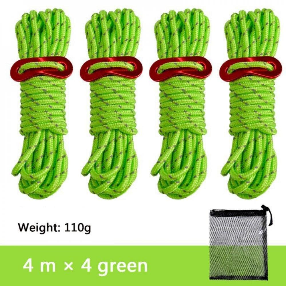 Elaydool 4Pcs Multifunction Camping Tent Rope Tent Accessories Outdoor Sports Camping Hiking 4M Durable Polypropylene Rope