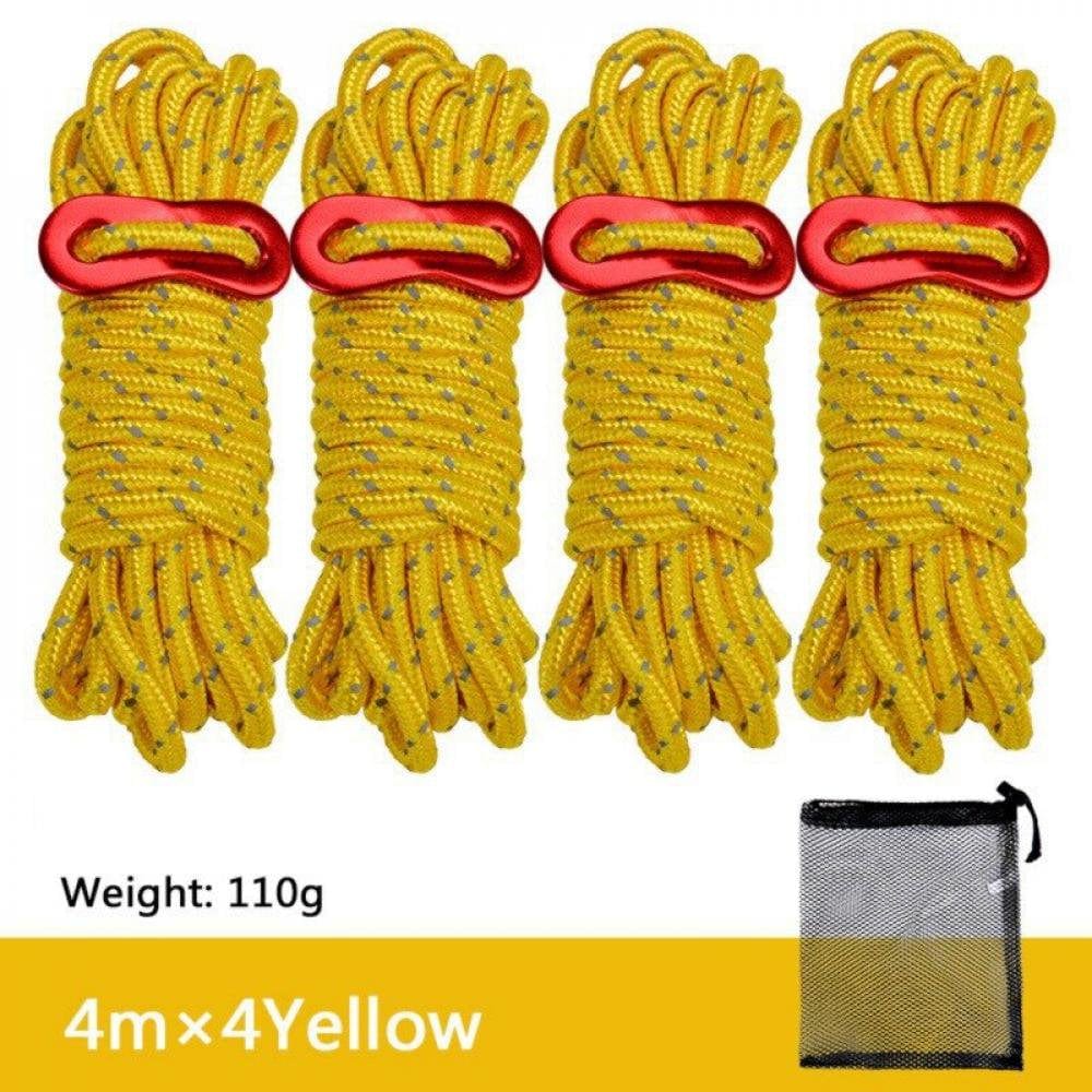 Elaydool 4Pcs Multifunction Camping Tent Rope Tent Accessories Outdoor Sports Camping Hiking 4M Durable Polypropylene Rope