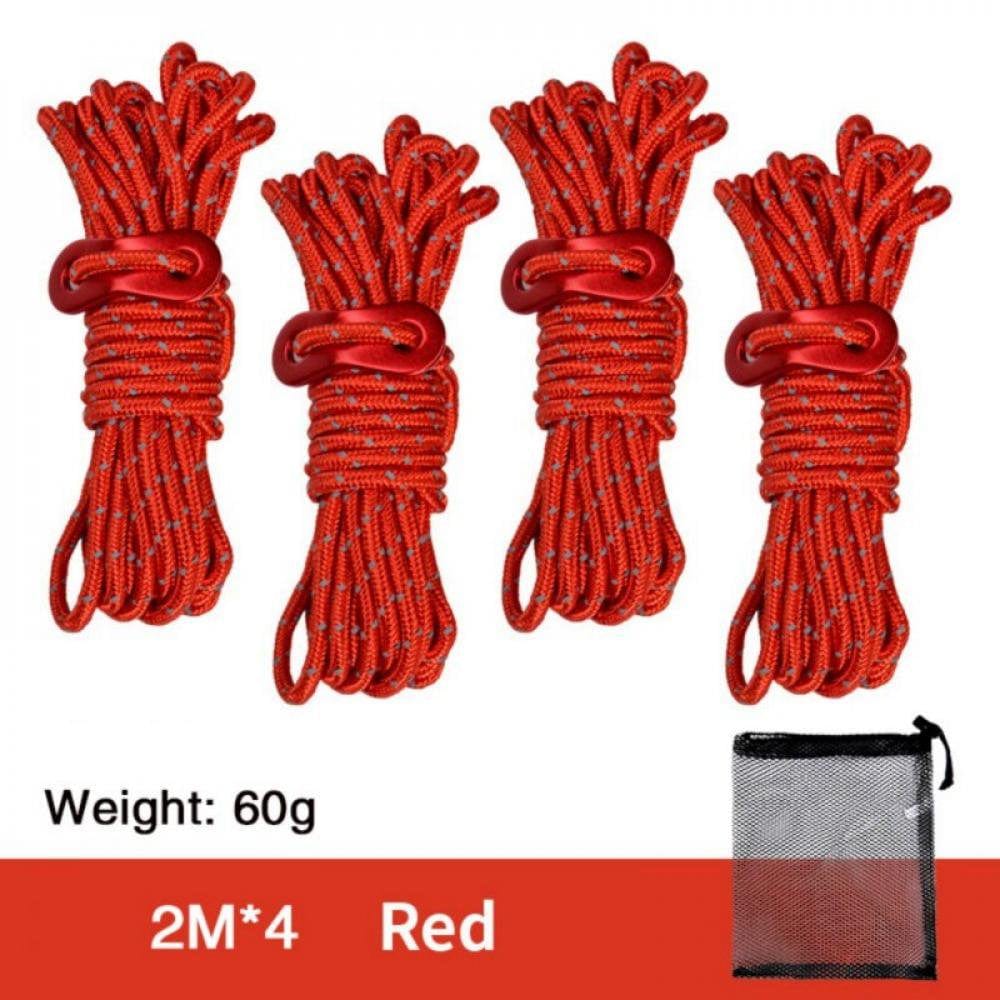 Elaydool 4Pcs Multifunction Tent Rope Tent Accessories Outdoor Sports Camping Hiking 200Cm Durable Polypropylene Rope Orange