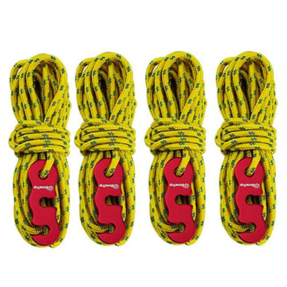 Elaydool 4Pcs Multifunctional Tent Rope Tent Accessories Outdoor Sports Camping Hiking 400Cm Durable Polypropylene Rope Yellow