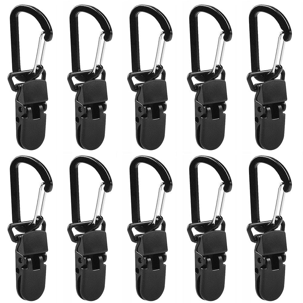 Lixada 10Pcs Tarp Awning Clamp Clips Tent Snaps Hangers Camping Tent Tighten Lock Grip Clamp with Carabiner for Outdoor Camping Fa