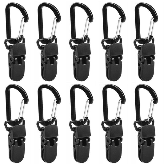 Lixada 10Pcs Tarp Awning Clamp Clips Tent Snaps Hangers Camping Tent Tighten Lock Grip Clamp with Carabiner for Outdoor Camping Fa