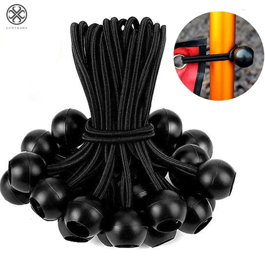 Luxtrada 10 Pack 6" Ball Bungee Bungie Cord Heavy Duty Canopy Tarp Tie down Cord Strap Elastic Rope for Canopy, Camping, Screen, Soccer Goals, Tie down Tarps, Tent, Wires, Motorhome (Black)