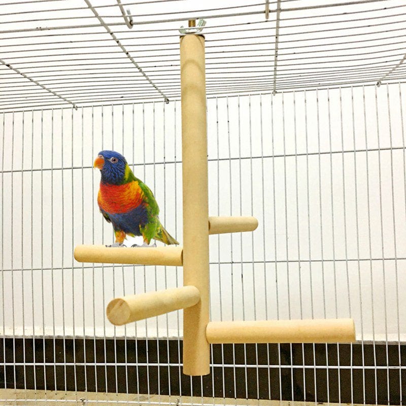 MAYNOS Bird Perch Stand,Wood Parrot Birdcage Stick Toys,Climbing Stairs Branches Cage Accessories for Macaw Conure African Greys Parakeet Budgie