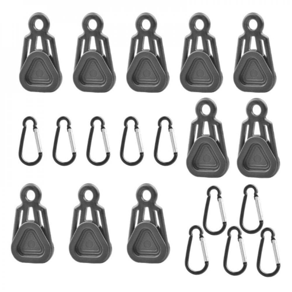 Moresave 10Pcs Awning Tent Canopy Tarp Clip Hooks Tarpaulin Windproof Rope Snaps Fixing Clamp Outdoor Camping Tent Buckle Camping Tools Green