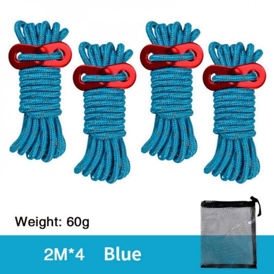Moresave 4Pcs Multifunction Tent Rope Tent Accessories Outdoor Sports Camping Hiking 200Cm Durable Polypropylene Rope Blue