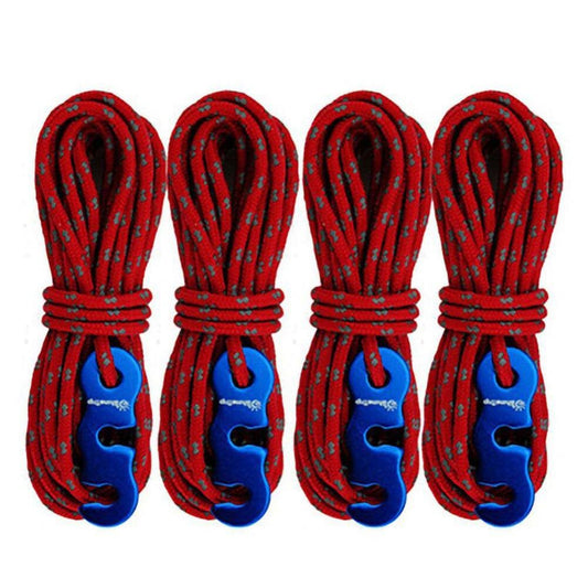 Moresave 4Pcs Multifunctional Tent Rope Tent Accessories Outdoor Sports Camping Hiking 400Cm Durable Polypropylene Rope Red