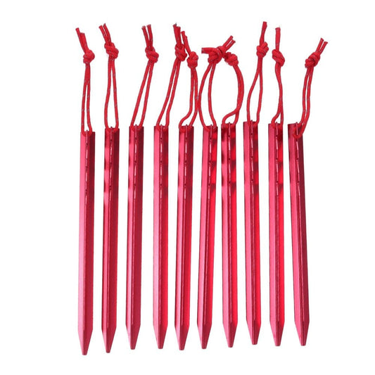 NICEXMAS 10Pcs Ultralight Aluminum Height Adjustable Tent Nail Outdoor Camping Tent Peg Spare Replacement Tent Accessories (Red)