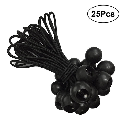 NICEXMAS 25Pcs 15Cm High Elastic Ball Tent Strapping Cord Tie down Elastic Cord Camping Accessories for Tent Baggage Black