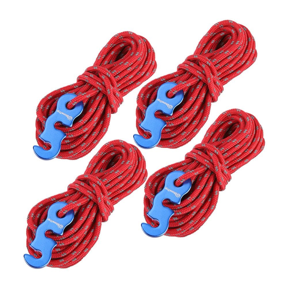 OTVIAP Tent String, Tent Wind Rope,4Pcs/Set Reflective Tent Wind Rope Camping String Guy Line with S-Ring Buckle Hook