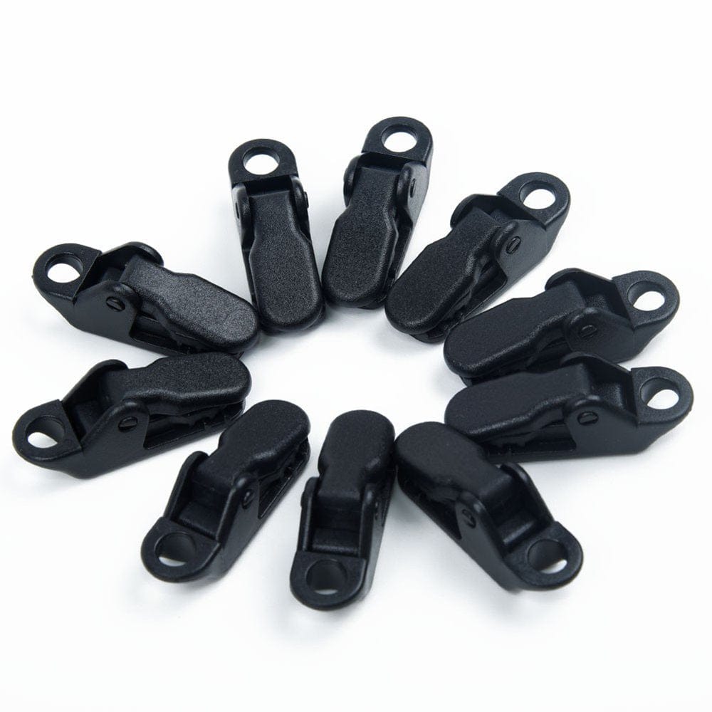 QIFEI Tarp Clips Heavy Duty Lock Grip, 10 Pack Tarp Clamps Heavy Duty, Shark Tent Fasteners Clips Holder, Pool Awning Cover Bungee Cord Clip, Car Cover Clamp Black