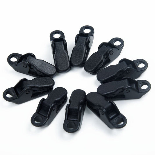 QIFEI Tarp Clips Heavy Duty Lock Grip, 10 Pack Tarp Clamps Heavy Duty, Shark Tent Fasteners Clips Holder, Pool Awning Cover Bungee Cord Clip, Car Cover Clamp Black