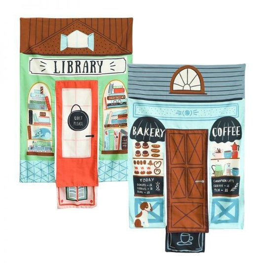 Reversible Coffee Shop & Library Doorway Play House for Kids