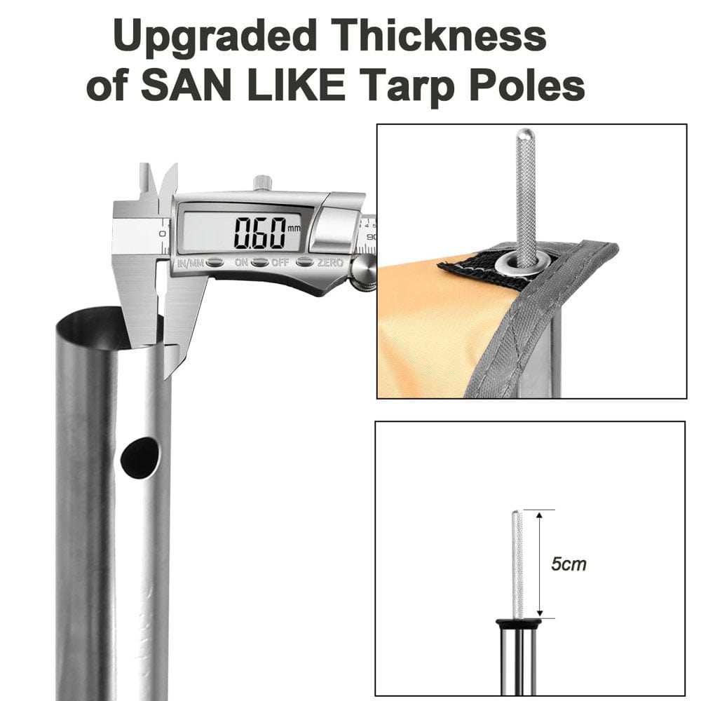 SAN like Telescoping Tarp Poles Adjustable Tent Poles for Tarp Canopy Poles for Camping Canopy Awning Shelter Backpacking Hiking - (Adjustable Length - Steel Increase Thinckness)