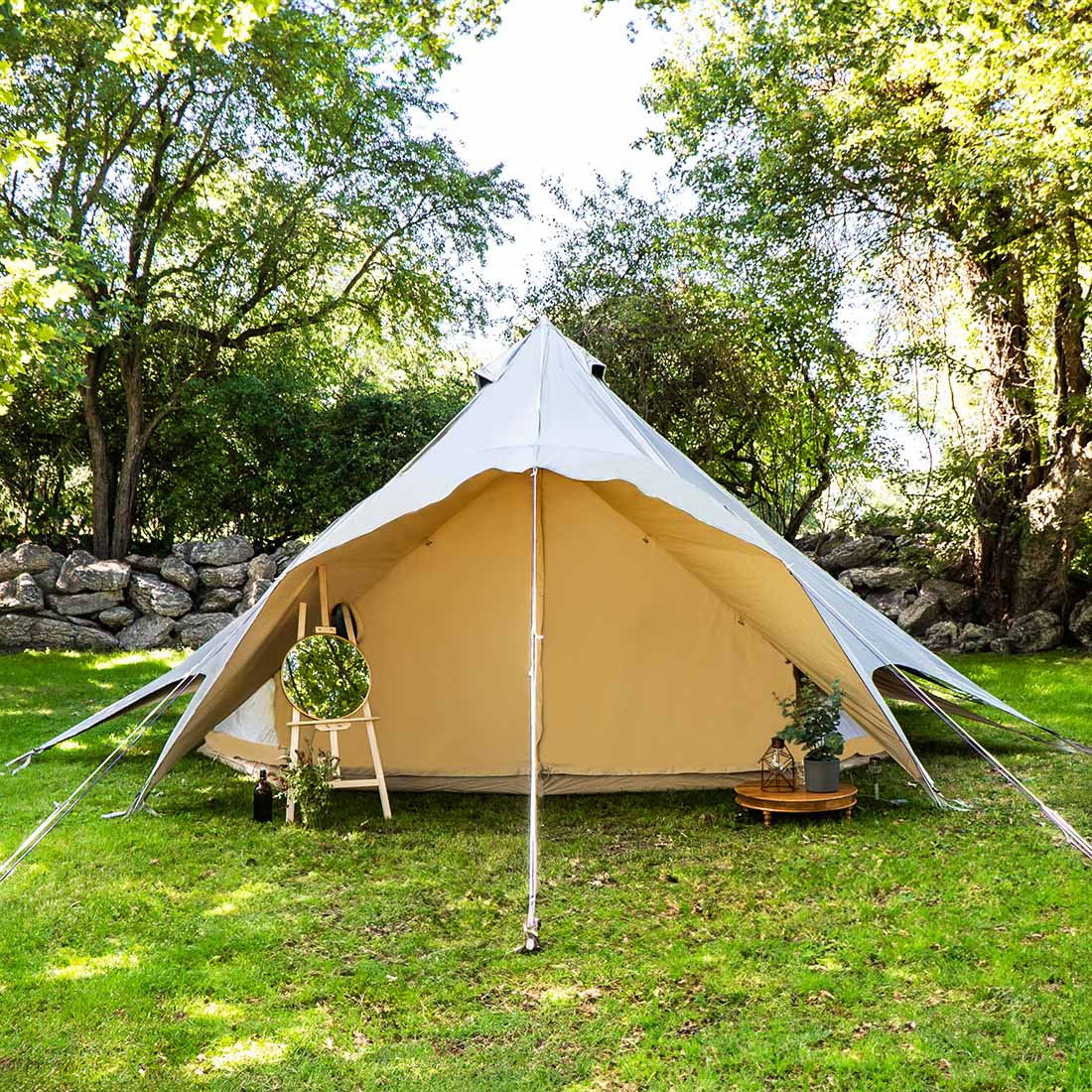 boutique camping bell tent porch curved canopy awning glamping bell tent