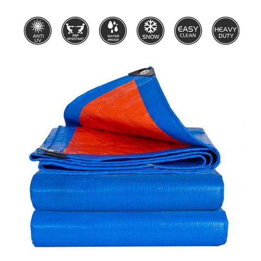 Tarp Cover Heavy Duty Thick Material, Waterproof, Great for Tarpaulin Canopy Tent, Boat, RV or Pool Cover Blue/Orange