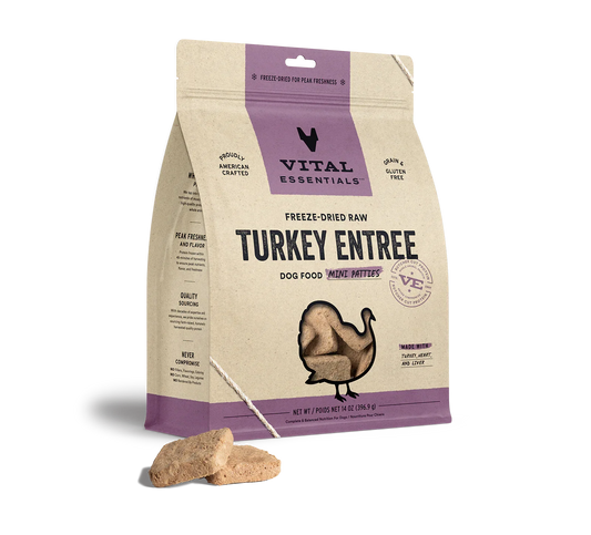 Vital Essentials Dog Freeze Dried Mini Patties Turkey *SPECIAL ORDER*