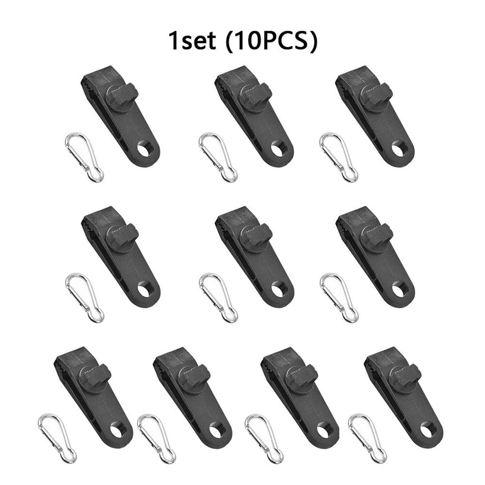 Unbranded 10/20Pcs/Set Tent Tarp Tarpaulin Fasteners Clips Holder Buckle with Cord Tent Clip+Black Elastic Rope+Hook