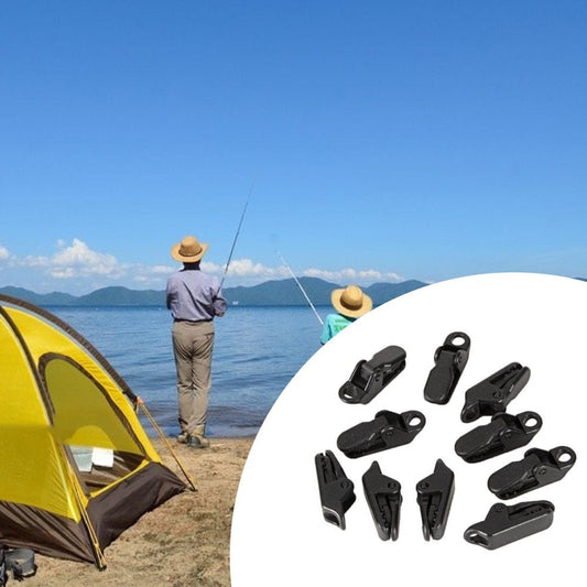 Ylmarket 10Pcs Outdoor Camping Tent Buckles Tarpaulin Clips Fishing Tackle Accessories Black