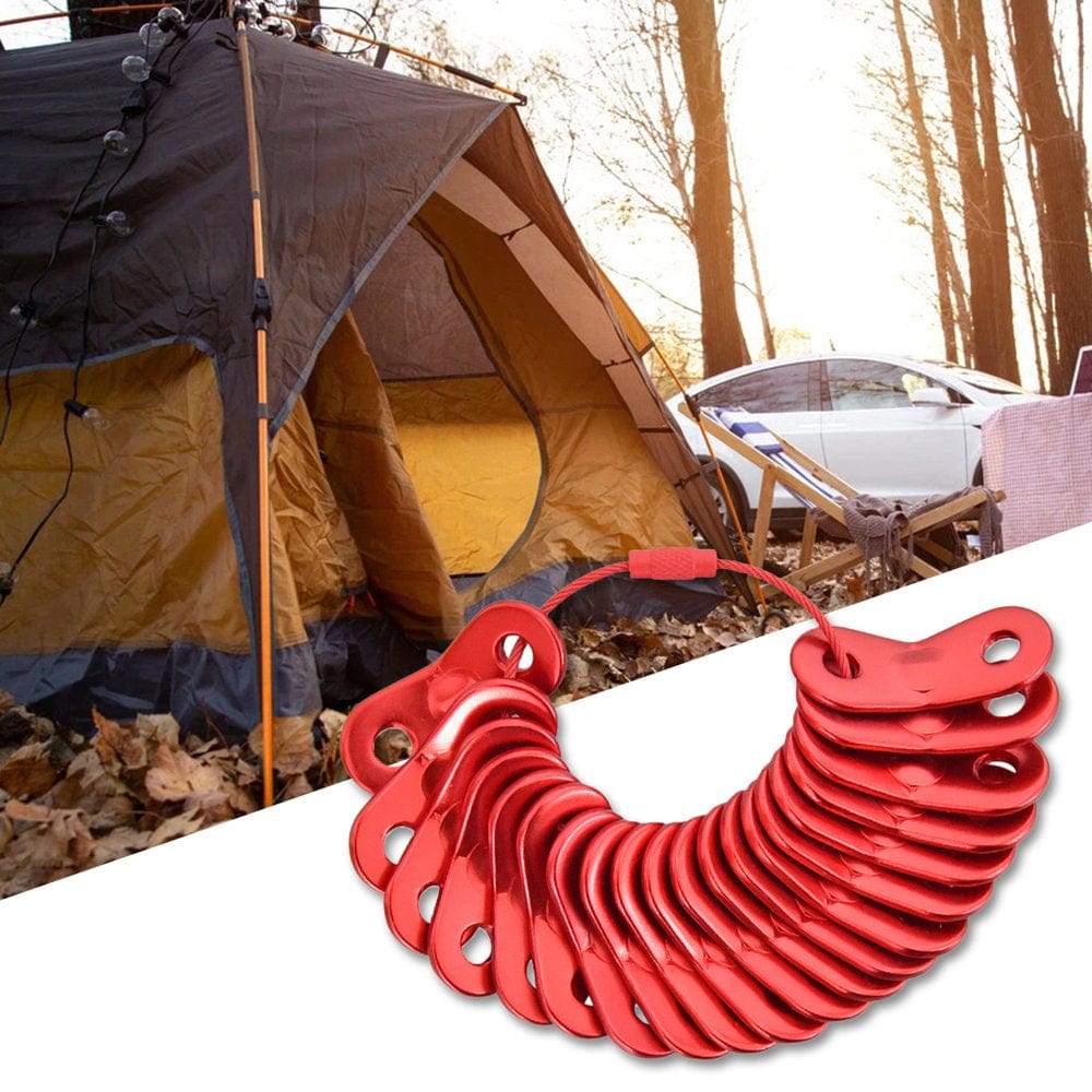 Ylmarket 20Pcs Tent Rope Tensioners Anti-Slip Heavy-Duty Camping Accessories Camping Outdoor Adventure Tent Rope Adjuster Buckle for Outdoor Red