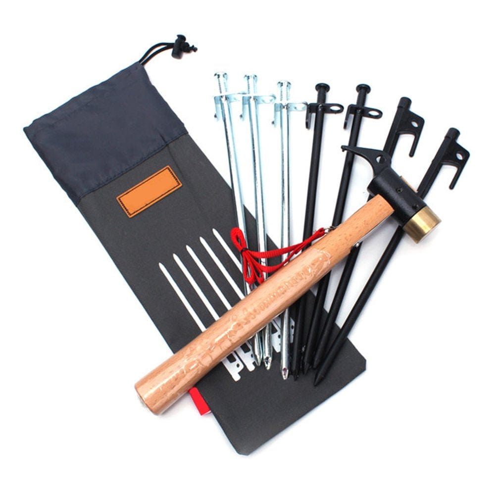 Ylmarket Hammer Wind Rope Tent Pegs Nail Storage Bag Outdoor Camping Tent Accessories 20Cm