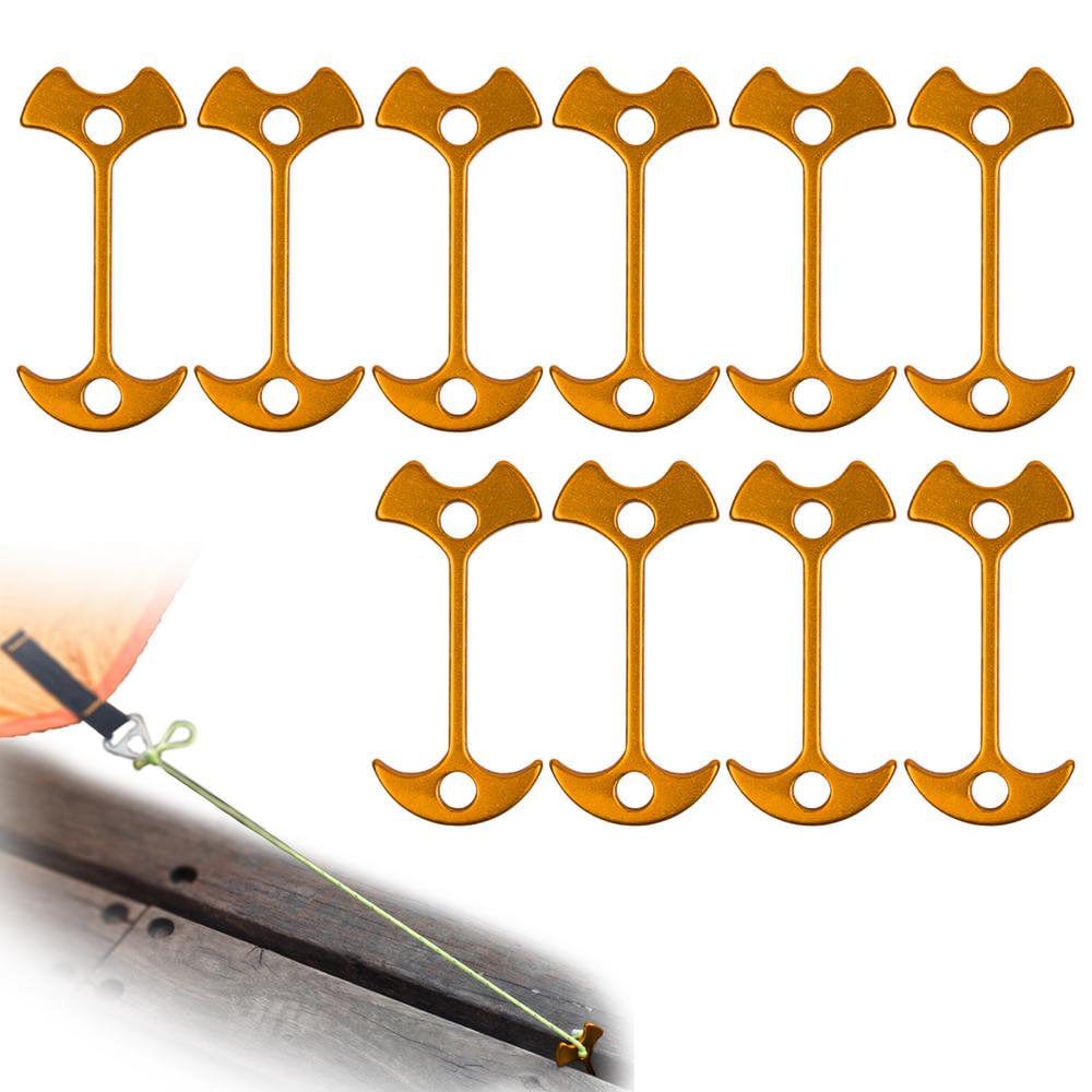 Younar 10 Pieces Fishbone Tent Stakes Fishbone Nail Wind Rope Buckle for Tent Hiking Camping Stong Aluminium Alloy Cord Adjuster for Outdoor Camping Hiking Adorable