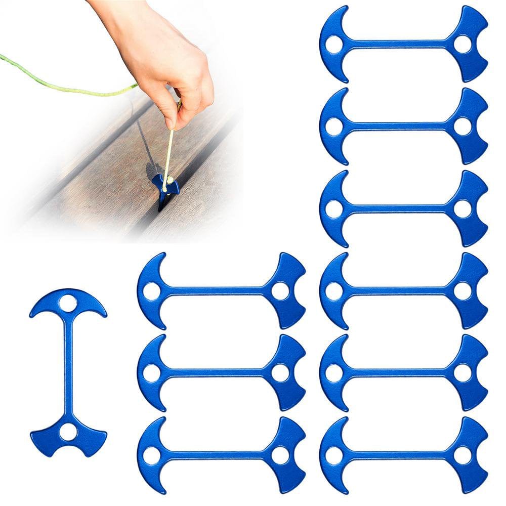 Younar 10 Pieces Fishbone Tent Stakes Fishbone Nail Wind Rope Buckle for Tent Hiking Camping Stong Aluminium Alloy Cord Adjuster for Outdoor Camping Hiking Adorable