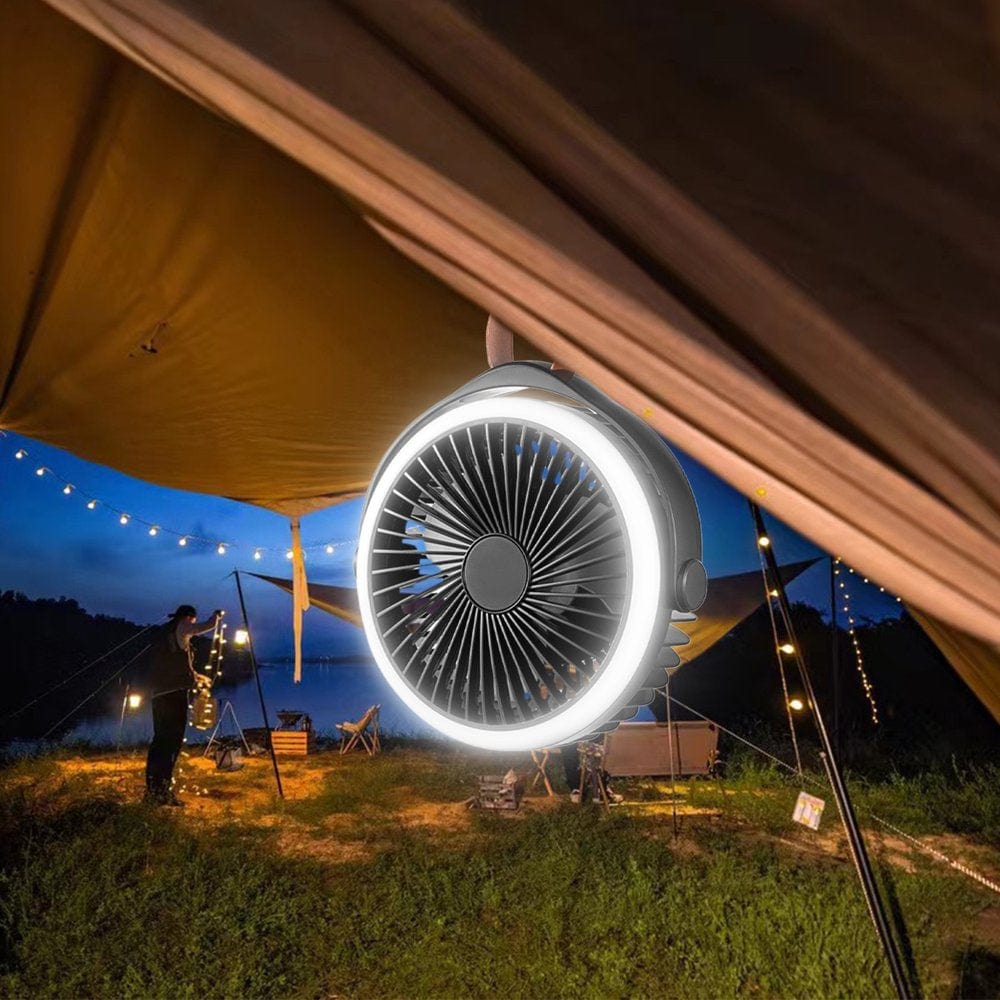YZHM Camping Fan with LED Lights & Lanyard, Battery Operated Fan with Lanyard, USB Rechargeable Fan for Tent Car RV Hurrican-E Emergency Outages Survival Kit Big Sale M